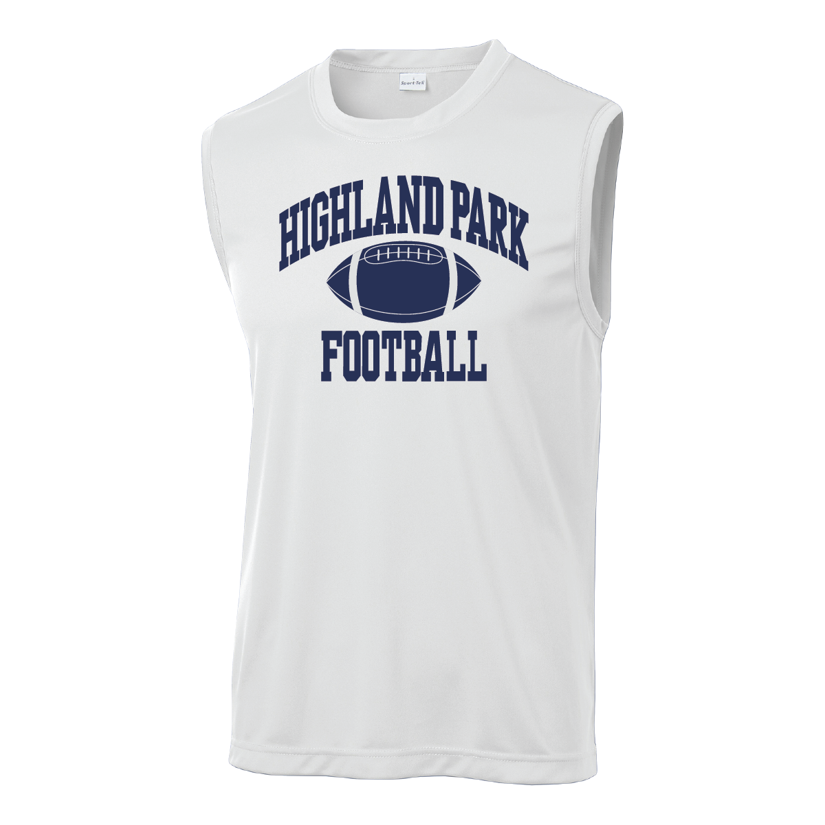 HPFV/JV Blue '26 - White Sleeveless Performance Tee with Fighting Scot