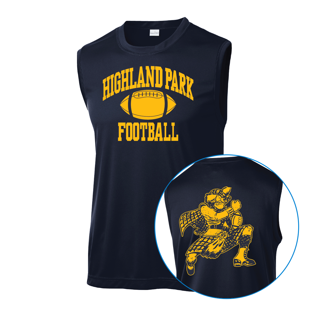 HPFV/JV Blue '26 - Navy Sleeveless Performance Tee with Fighting Scot