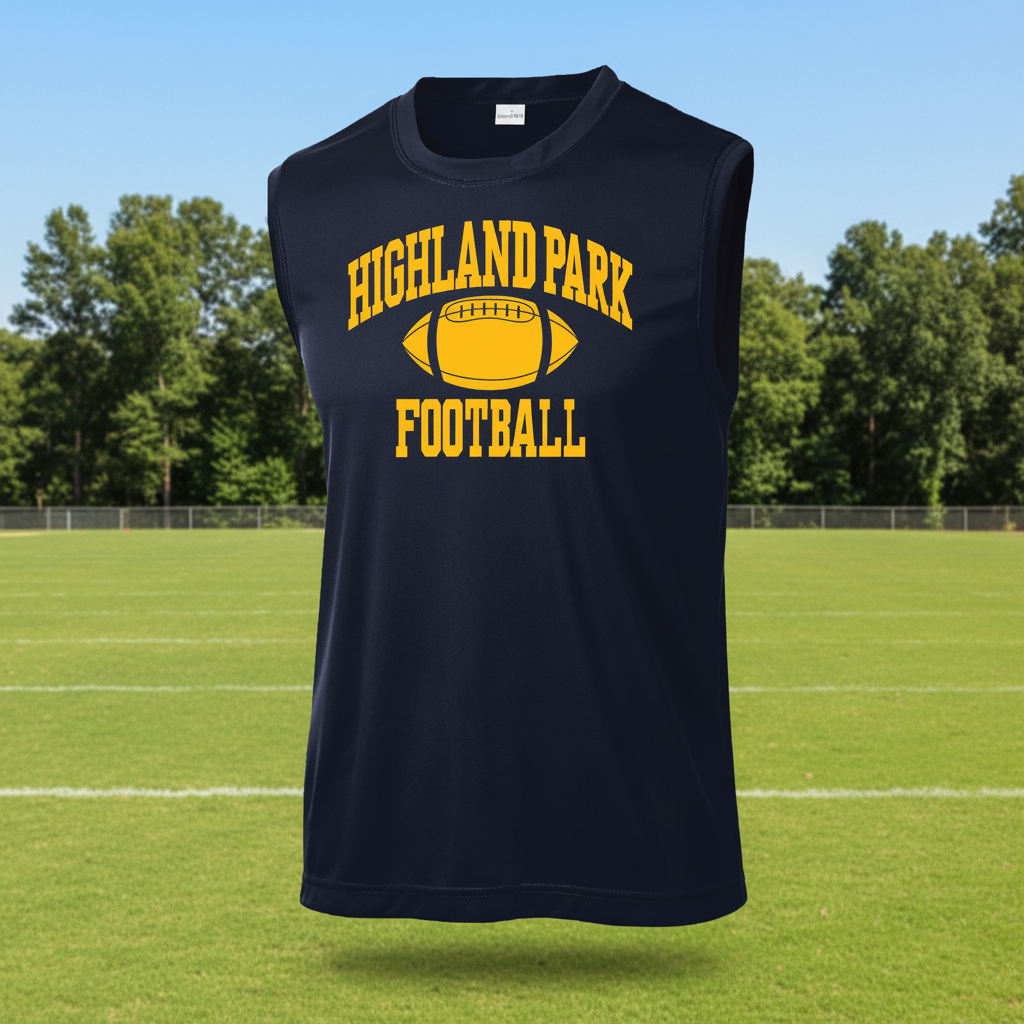 HPFV/JV Blue '26 - Navy Sleeveless Performance Tee with Fighting Scot