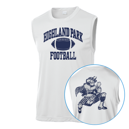 HPFV/JV Blue '26 - White Sleeveless Performance Tee with Fighting Scot